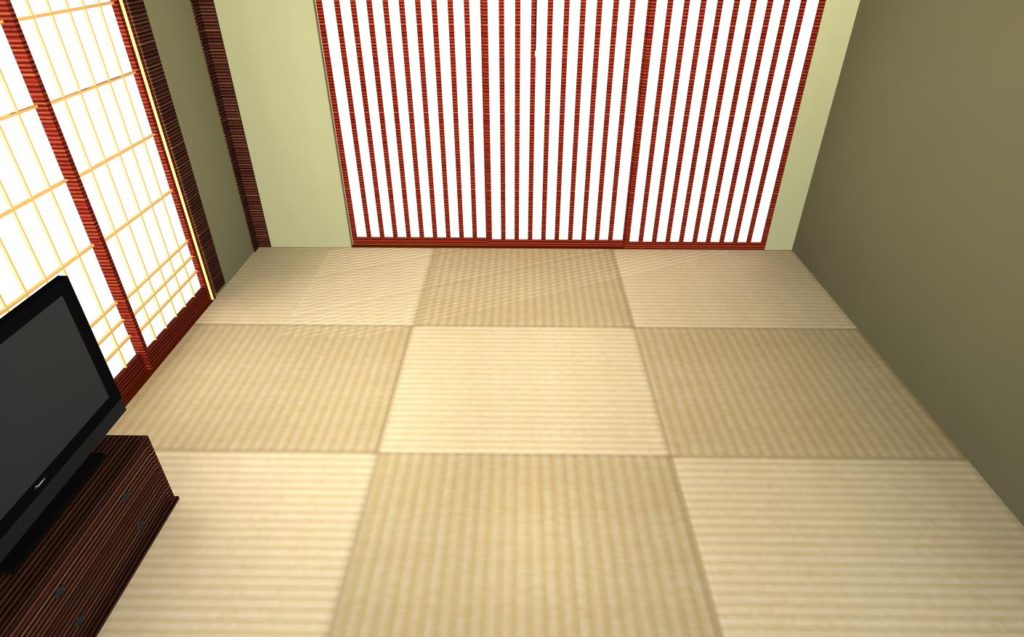 3Dマイホームデザイナーに収録されている琉球畳風のテクスチャを貼った和室