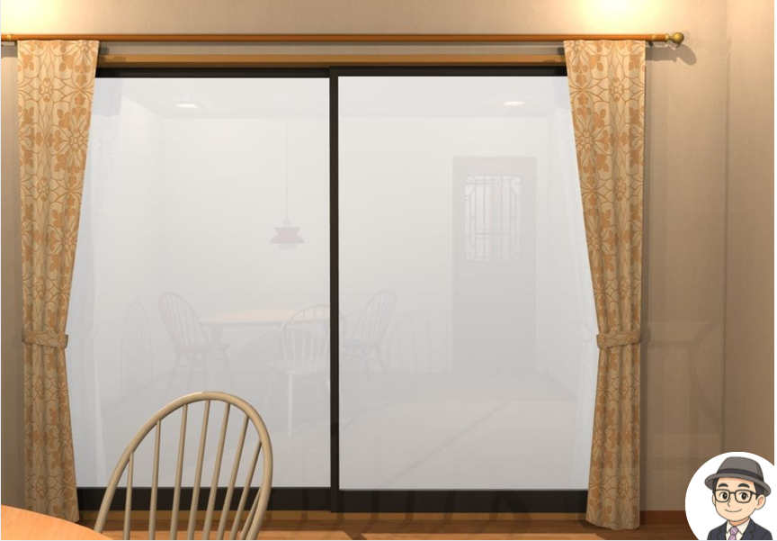 カーテンレールのついたカーテン